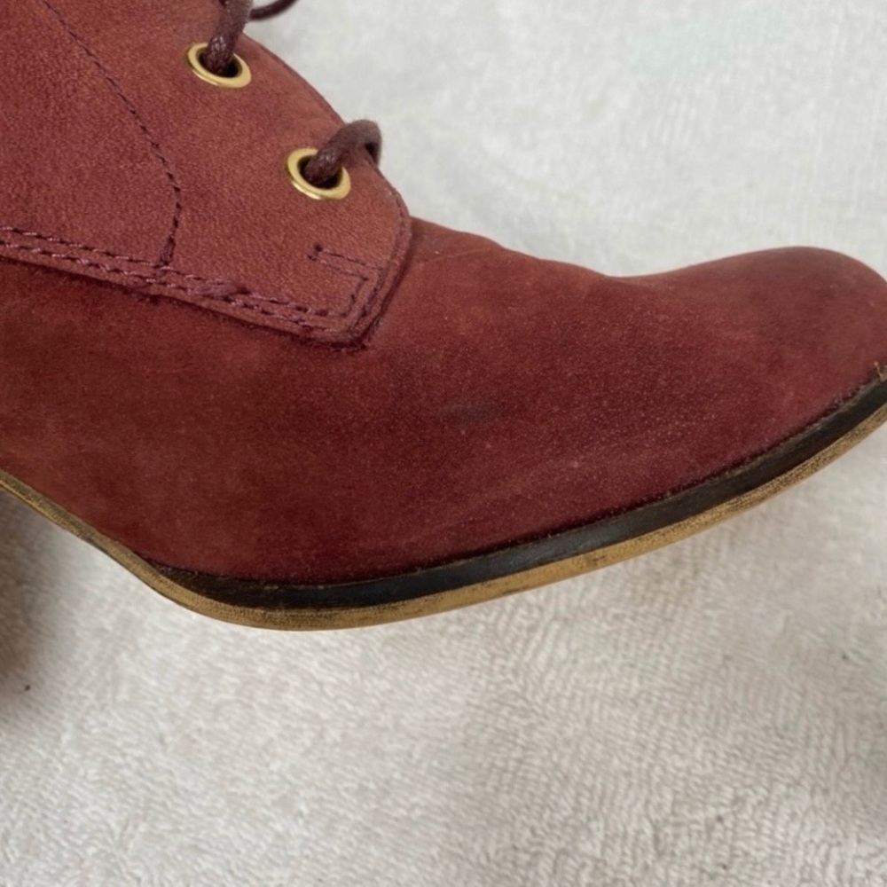 Steve Madden Women's Pennylane Wine Suede Leather Lace Up Heeled Bootie Size 8 - Picture 11 of 15